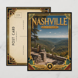 Postal Nashville Indiana Arte Deco Vintage Edad Dorada