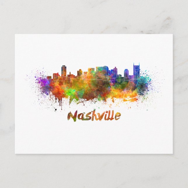 Postal Nashville skyline in watercolor (Anverso)