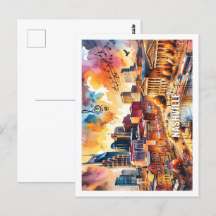 Postal Nashville Tennesse EE.UU. Famoso lugar acuarela