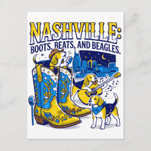 Postal Nashville Tennessee Botas Ritmos y Beagles
