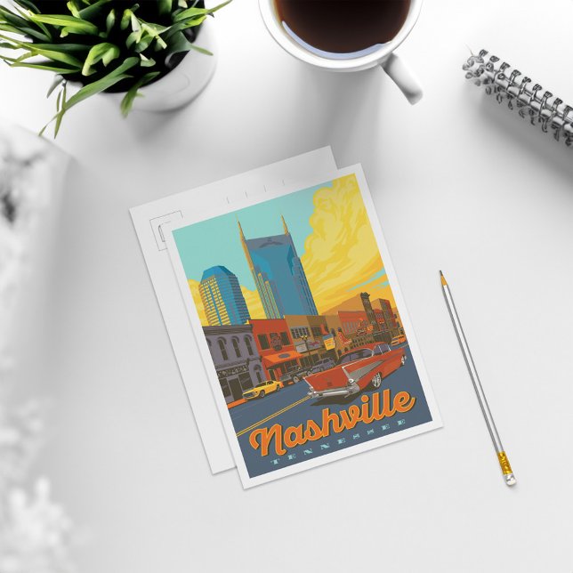 Postal Nashville, Tennessee | Broadway Sunset (Card on coffee table)