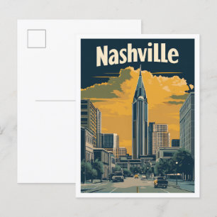 Postal Nashville Tennessee Ilustracion de Viajes Vintage 