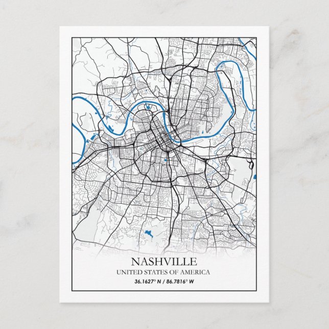 Postal Nashville Tennessee USA Travel City Map (Anverso)
