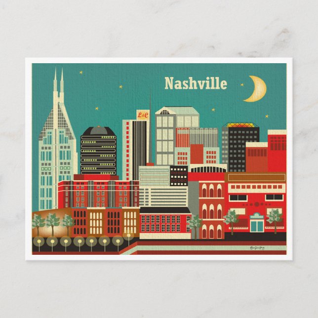 Postal Nashville Tennessee Vintage Travel, retro (Anverso)