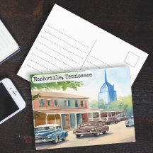 Nashville, Tennessee Vintage Watercolor Travel