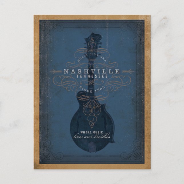 Postal Nashville, TN - Blue Mandolin (Anverso)