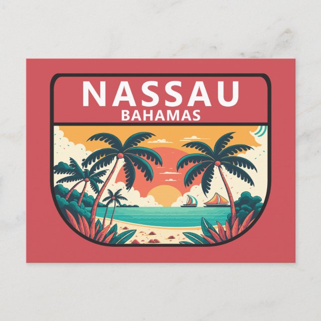Postal Nassau Bahamas retro emblem (Anverso)