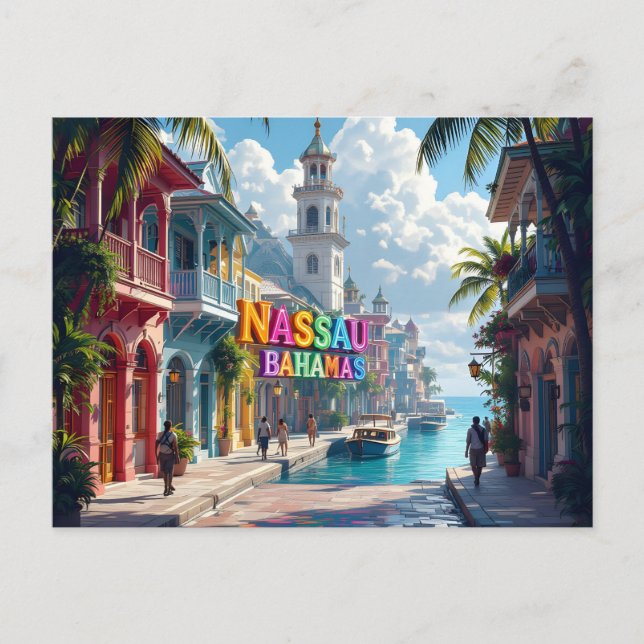 Postal Nassau Bahamas soñando (Anverso)
