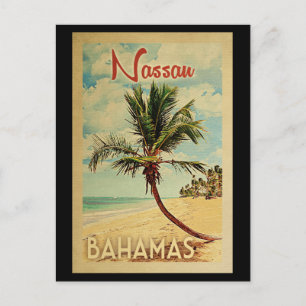 Postal Nassau Postcard Palm Tree Vintage Travel Bahamas