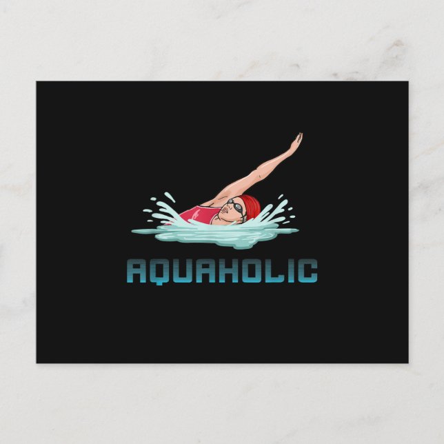 Postal Natación Cap Goggles Natación Amor Divertido Chica (Anverso)