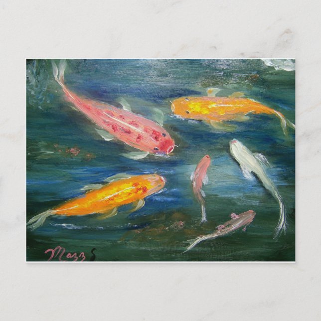 Postal Natación de Koi Fish Art (Anverso)