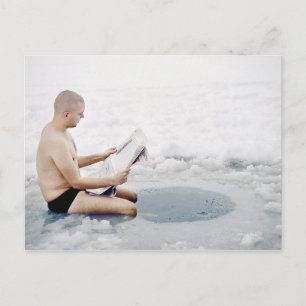 Postal Natación en hielo de invierno