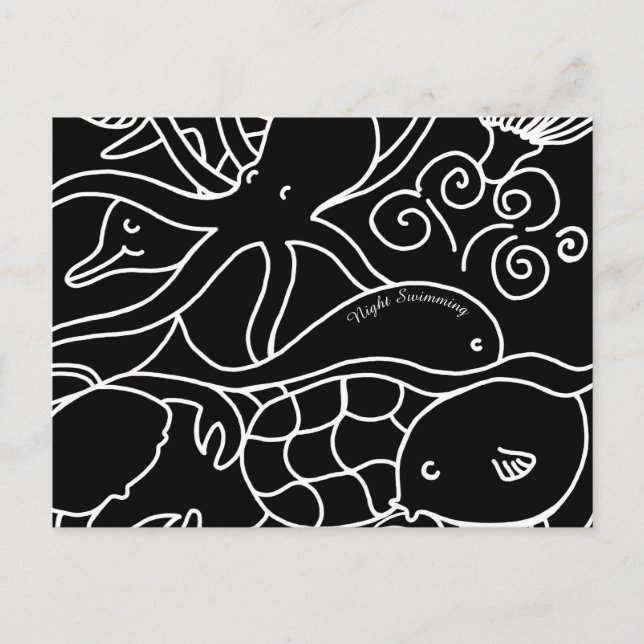 Postal Natación nocturna (Anverso)