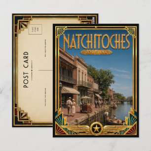 Postal Natchitoches Louisiana Arte Deco Vintage Edad Dora