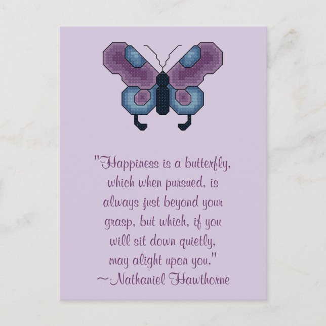 Postal Nathaniel Hawthorne Butterfly Happiness Postcard (Anverso)