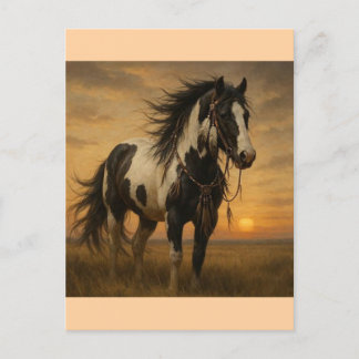 Postal nativa estadounidense para el caballo de pi