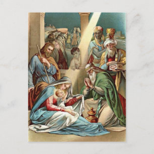 Postal Natividad con sabios