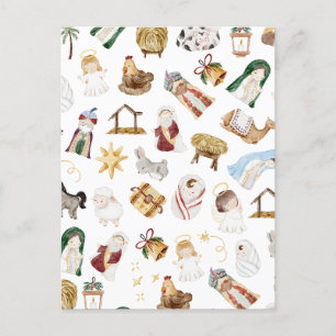 Postal Natividad de los Navidades cristianos acuarelas