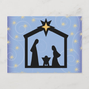 Postal Natividad de los Navidades de la noche azul