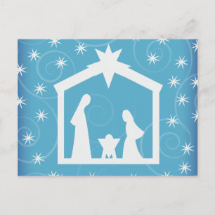 Postal Natividad de los Navidades de la noche azul