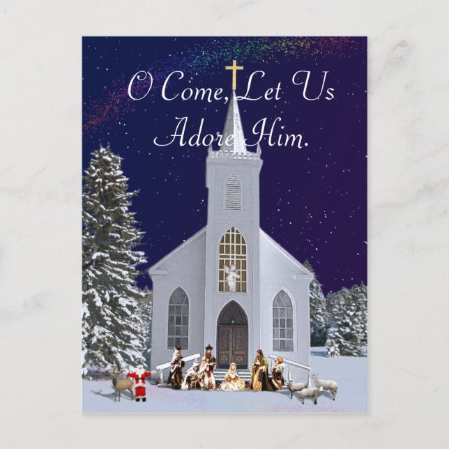 Postal Natividad en la iglesia (Anverso)