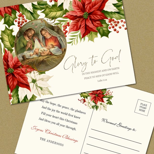 Postal Natividad Flor de Pascua de Navidad Feliz Navidad (Subido por el creador)