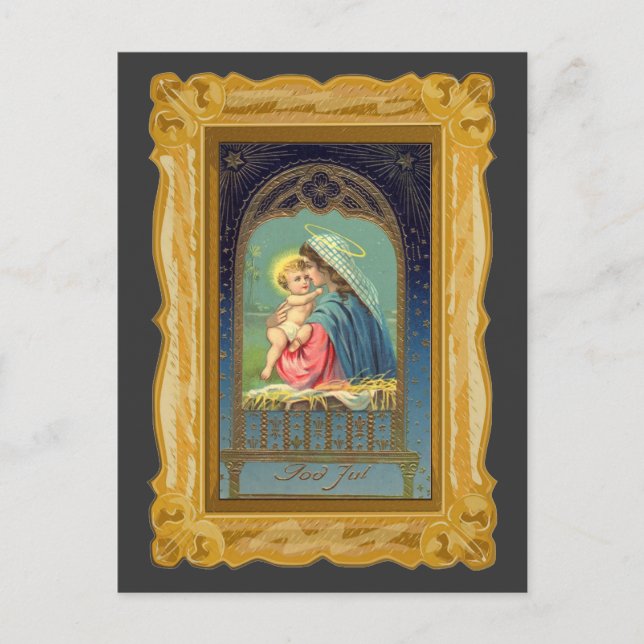 Postal Natividad María Sosteniendo El Niño Jesús (Anverso)