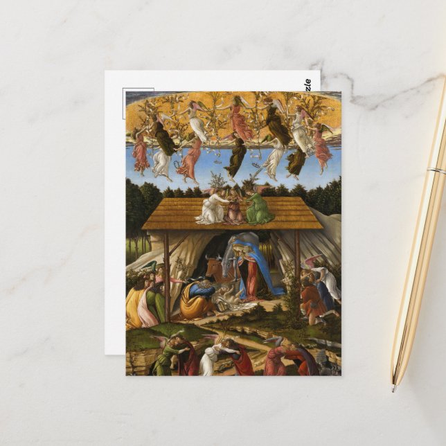 Postal Natividad mística, 1500 por Sandro Botticelli (Anverso/Reverso In Situ)