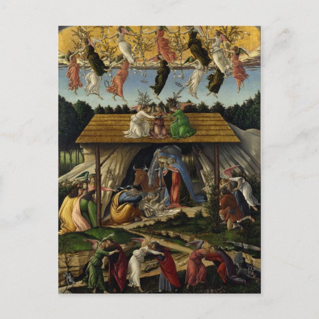 Postal Natividad mística de Sandro Botticelli (Anverso)