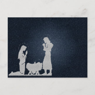 Postal Natividad texturada azul