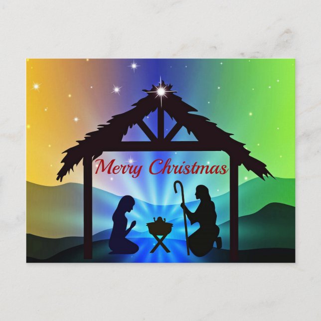 Postal Nativity Manger Navidades Gráfico (Anverso)
