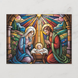 Postal Nativity Stained Glass Art – Holy Family Christmas