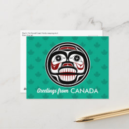 Postal Nativo Americano Rojo Negro Haida Arte llorando Cr