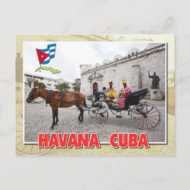 Postal Nativos disfrazados en carroza, La Habana, Cuba (Anverso)