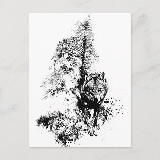 Postal Naturaleza animal de la fauna de Gray Wolf (Anverso)