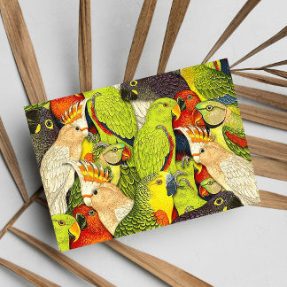 Postal Naturaleza caprichosa patrón de loros verdes pájar