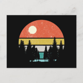 Postal Naturaleza de Landscape Woods Retro Sunset Forest