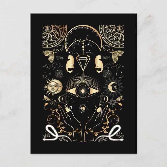 Postal Naturaleza espiritual Astrología de la luna Gato d (Anverso)