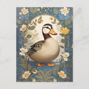 Postal Naturaleza floral vintage del pato cutáneo inspira