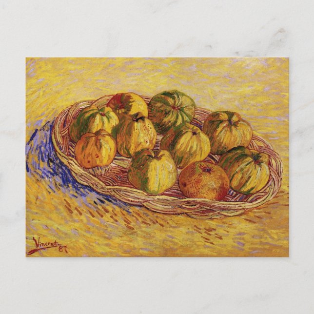 Postal Naturaleza muerta, cesta de manzanas de Vincent va (Anverso)