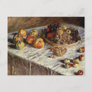 Postal Naturaleza muerta con manzanas y uvas