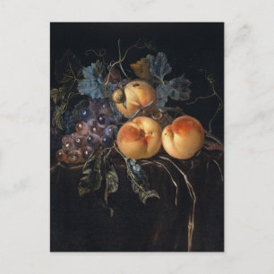 Postal Naturaleza muerta con melocotones y uvas de van Ae