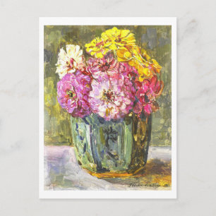 Postal Naturaleza muerta con Zinnias (1910) por Floris Ve