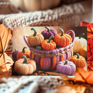Postal Naturaleza muerta de calabazas de otoño ganchillo