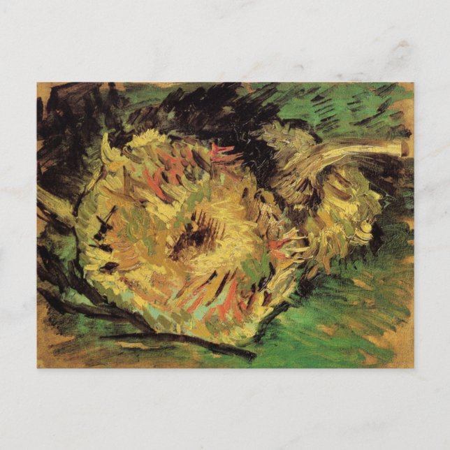 Postal Naturaleza Muerta Dos Girasoles Cortados por Vince (Anverso)