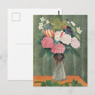 Postal Naturaleza muerta floral rosa vintage de Henri Rou