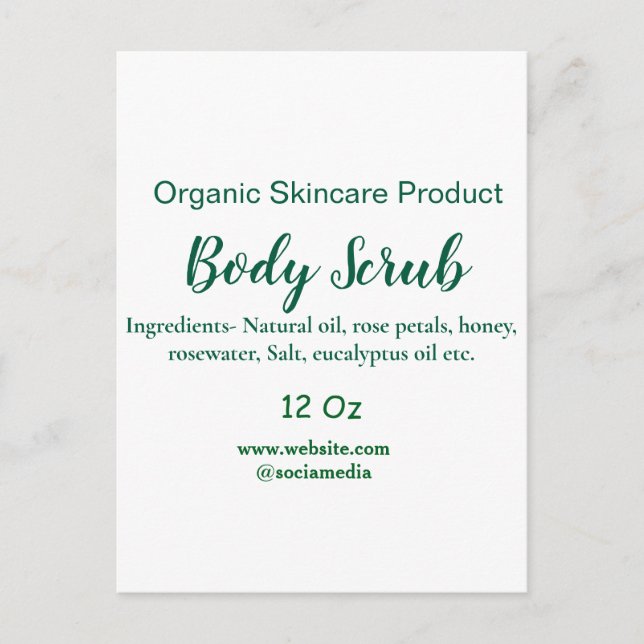 Postal Naturaleza verde orgánica exfoliación corporal man (Anverso)