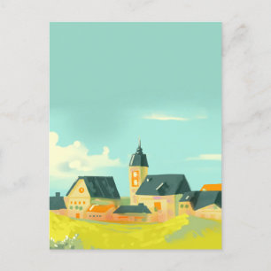 Postal Naturaleza verde y casas