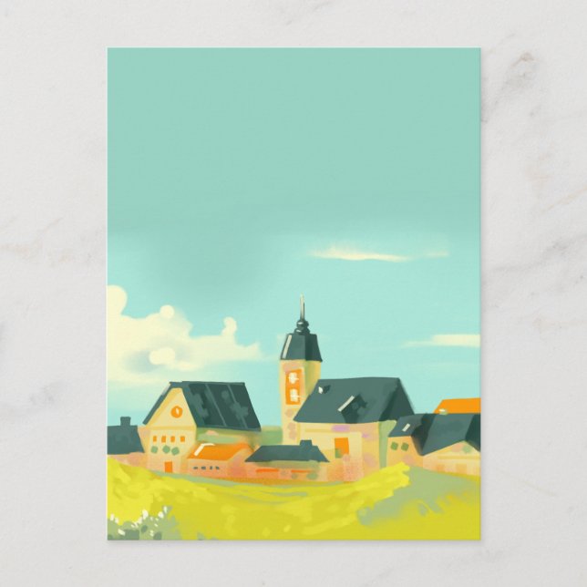 Postal Naturaleza verde y casas (Anverso)