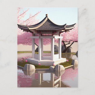 Postal Nature Beauty Sakura Cherry Blossom Garden View